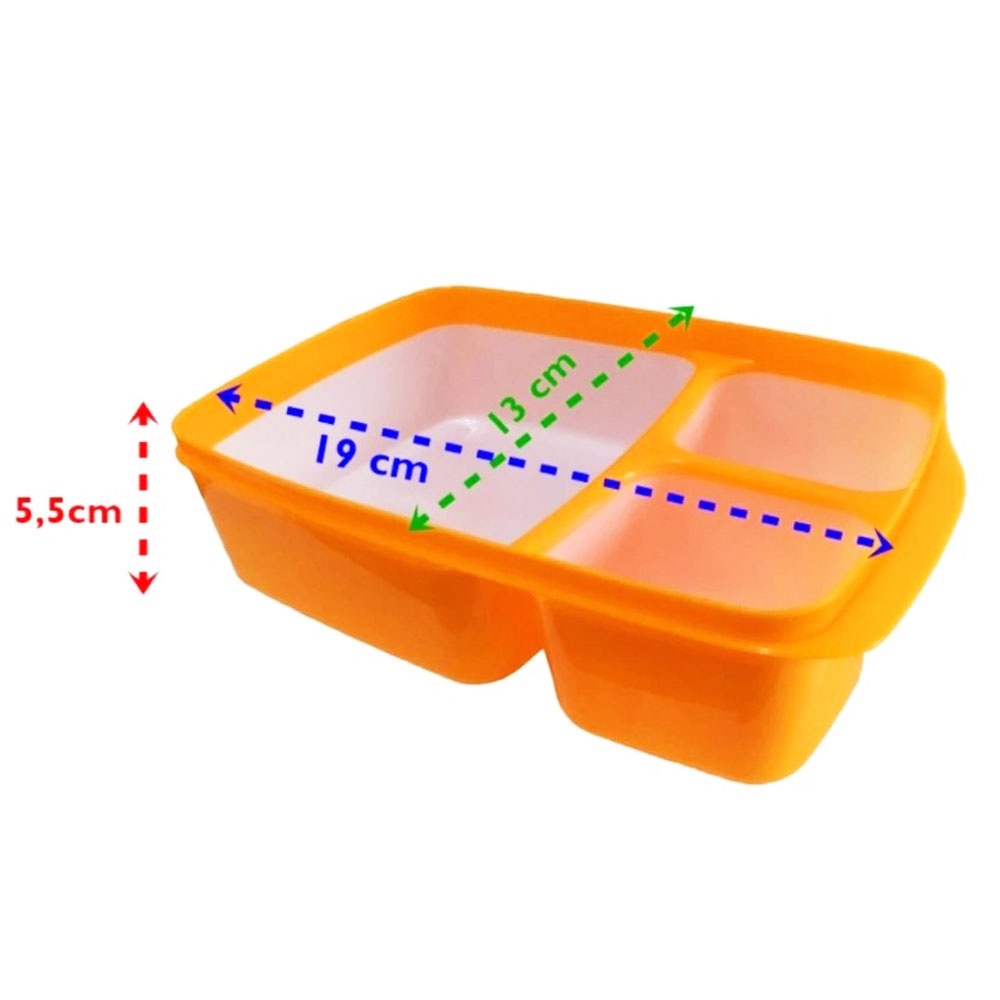 FM - Calista lunch box kotak makan 3 sekat food grade - Random Colour