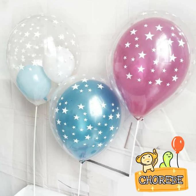 Balon Latex Transparan Motif Bintang / Star