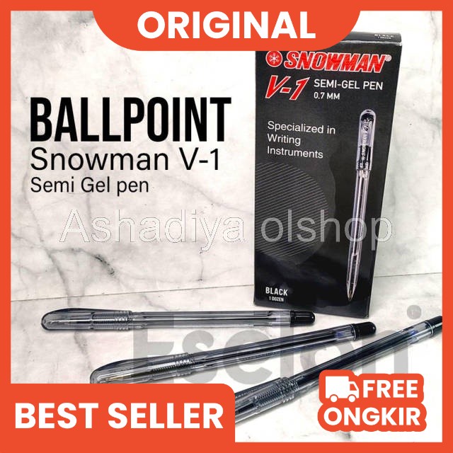 

Ashadiya olshop - 1pcs Pulpen Snowman V1 Semi Gel Pen Hitam 0.7mm