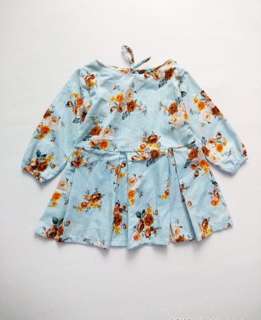 Mini dress tunik flower kids lengan panjang anak perempuan 2-4 tahun bahan katun nablfashion