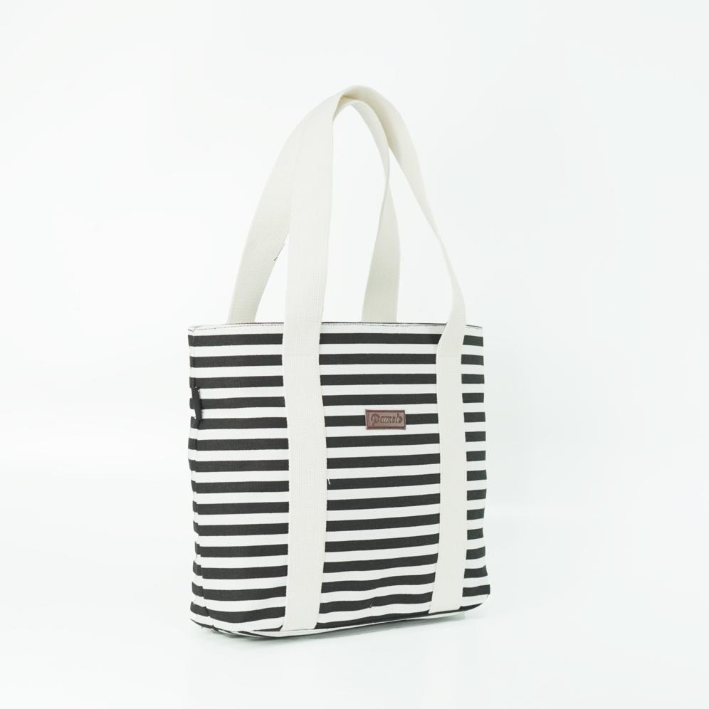 Pamole Tas Tote Bag Wanita Bahan Kanvas Penutup Resleting - Calla Series