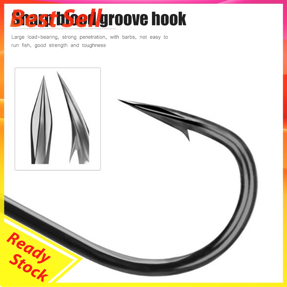 10pcs Tumbler Fishing Hooks Carbon Steel Sharp Jig Bait Fishhooks Tackles