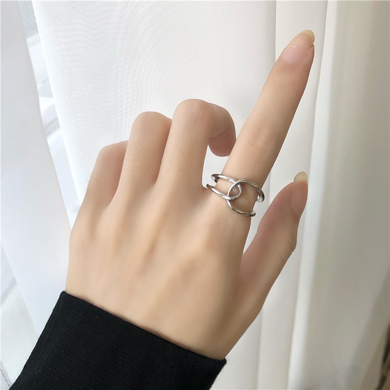 cincin wanita Korean version of simple fashion personality geometric open ring