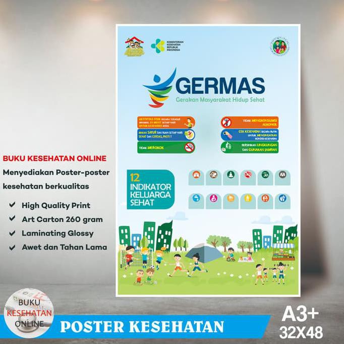

Poster Kesehatan 12 Indikator Keluarga Sehat - Laminating Glossy TERLENGKAP
