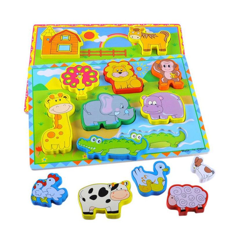 Chunky Puzzle Animal Puzzle Timbul Puzzle 3d Puzzle Mainan Edukasi