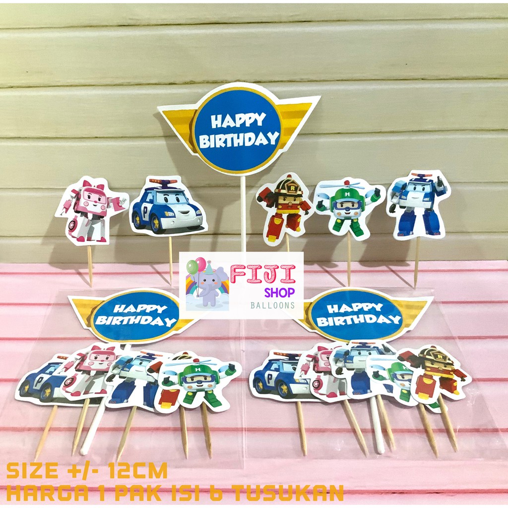 Cake Topper Robocar Poli Set / Hiasan Kue Ultah / Topper Cake Karakter