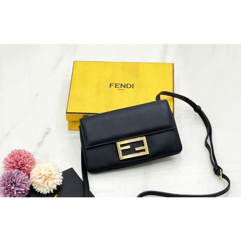 Fendi duo baguette crossbody in black GHW original