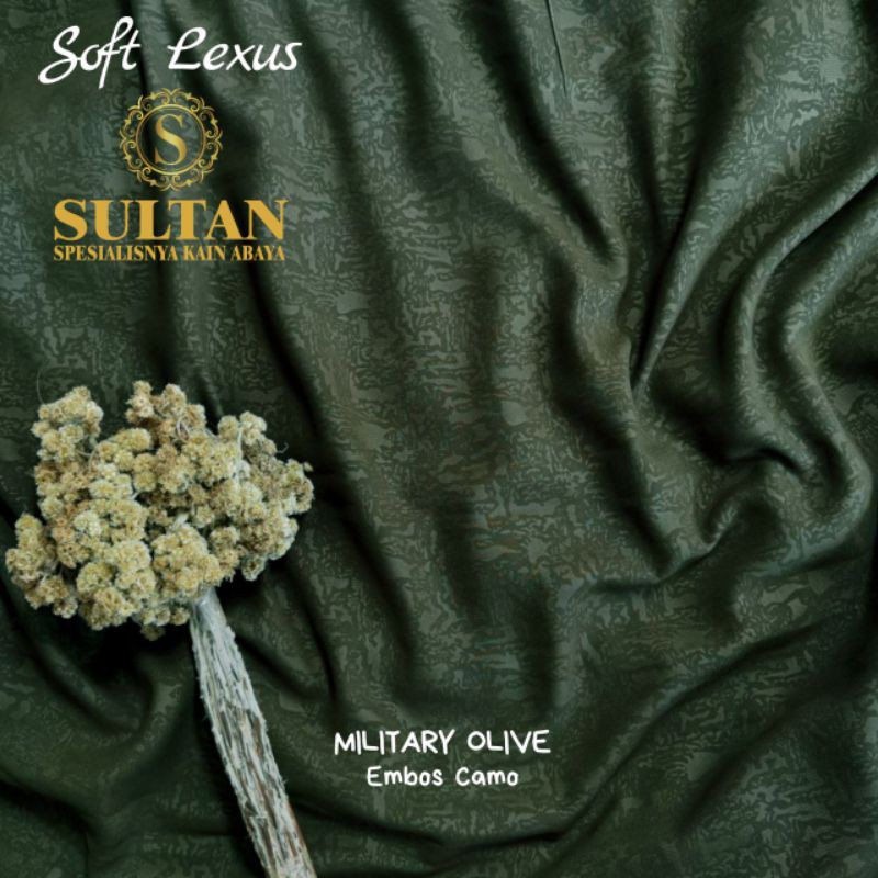 50CM EMBOS CAMO SOFT LEXINA MILITARY OLIVE KAIN ABAYA SULTAN (MEREK LAMA: SOFT LEXUS)