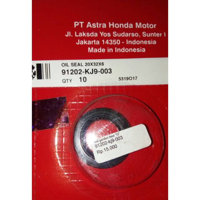 20X32X6 Honda 91202-KJ9-003 Oil Seal 