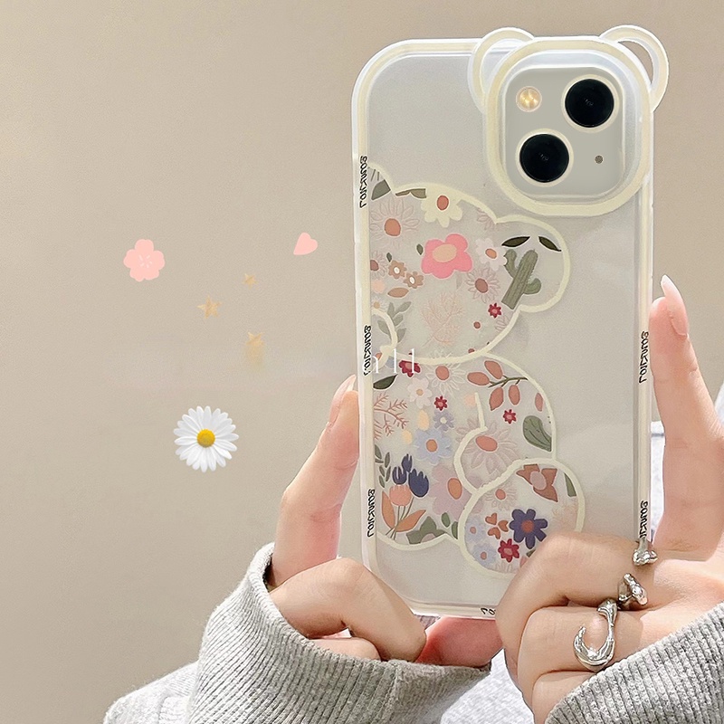 IPHONE Beruang Lucu Pelindung Kamera Ponsel Bening Case Untuk Iphone14 13 Pro Max11 12 Pro Max X XR XS Max7 8 Plus Soft Back Cover