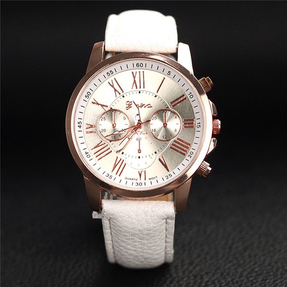 Jam Tangan Wanita Geneva Chrono Variasi Kulit Putih