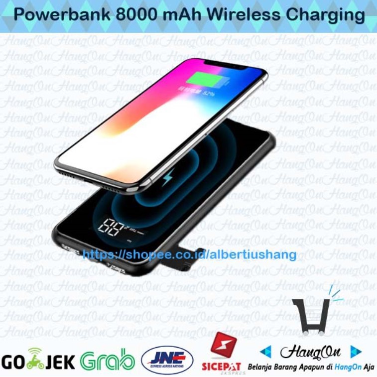 Powerbank 8000 mAh Wireless Charging With dual Usb Port  Wireless powerbank