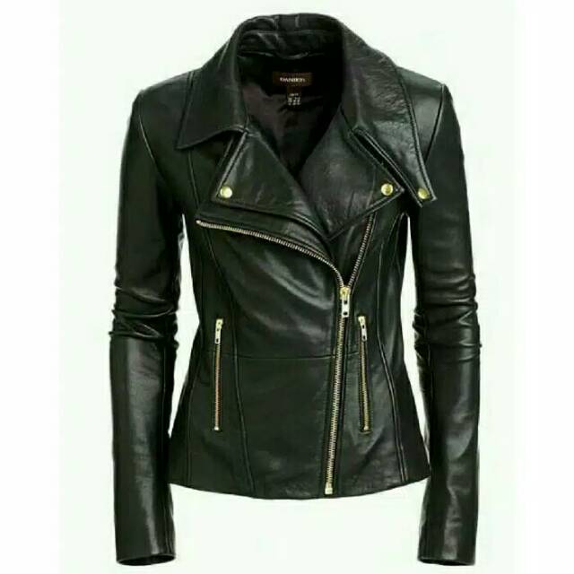 PREMIUM Jaket Kulit Asli Wanita Elegand Black Tipe Cewek Perempuan Sintetis