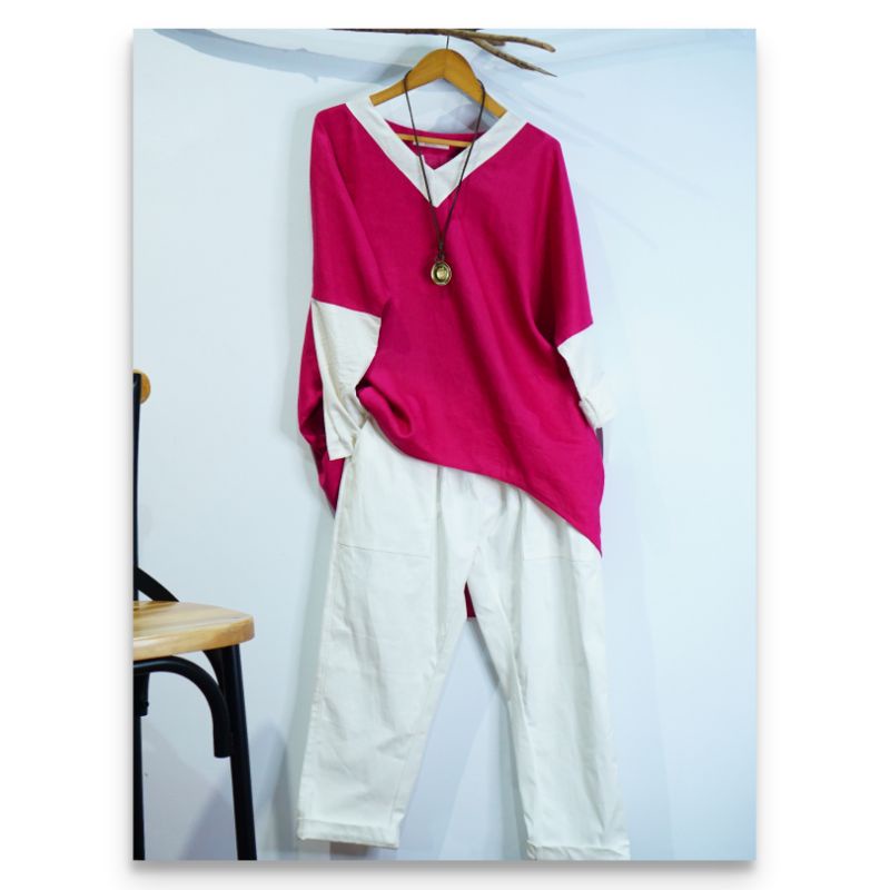SET MOBI PINK LINEN BIGSIZE