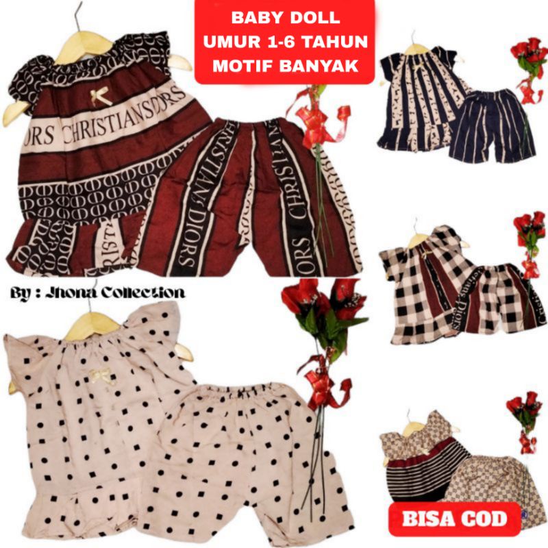 pakaian anak stelan cewek babydoll umur 1-2-3-4-5-6-7 tahun