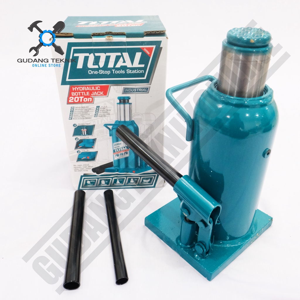 Dongkrak Botol 20 Ton TOTAL THT109202 / Hydraulic Jack 20T TOTAL - Dongkrak Hidrolik THT 109202