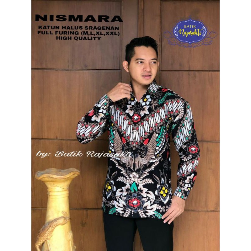 Kemeja Batik Lengan Panjang Pria Batik Pria Hitam Lengan Panjang NISWARA