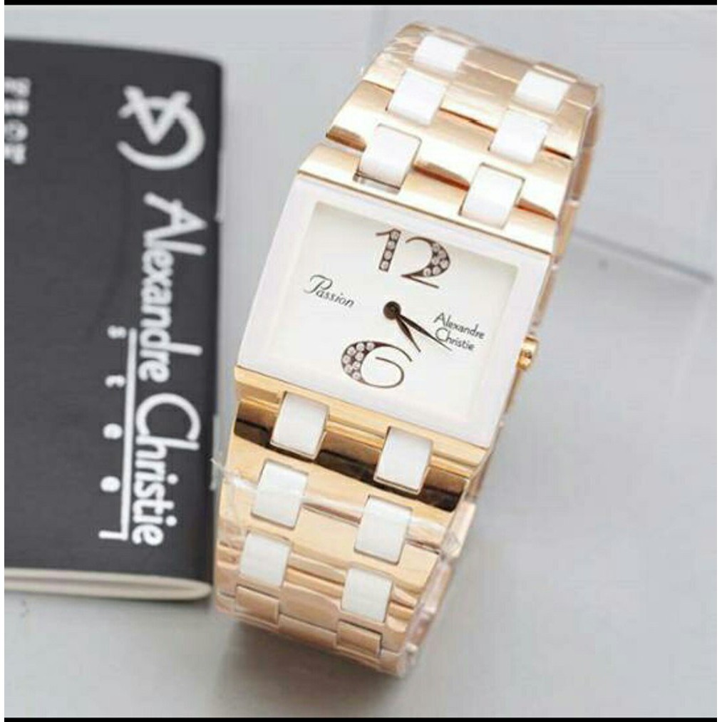 JAM TANGAN WANITA ALEXANDRE CHRISTIE ORIGINAL MEWAH ELEGAN KOMBINASI KERAMIK #GROSIR