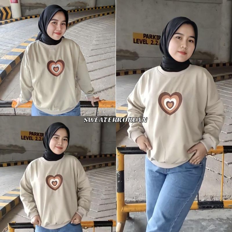 Sweater fleece love sign all size fit L dan XL