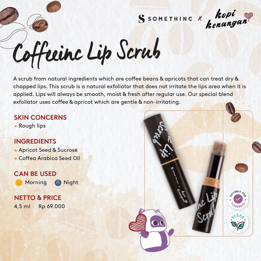 ★ BB ★  SOMETHINC Coffeeinc Lip Scrub 4,5gr | Somethinc x Kopi Kenangan Coffeinc - Lip Scrub