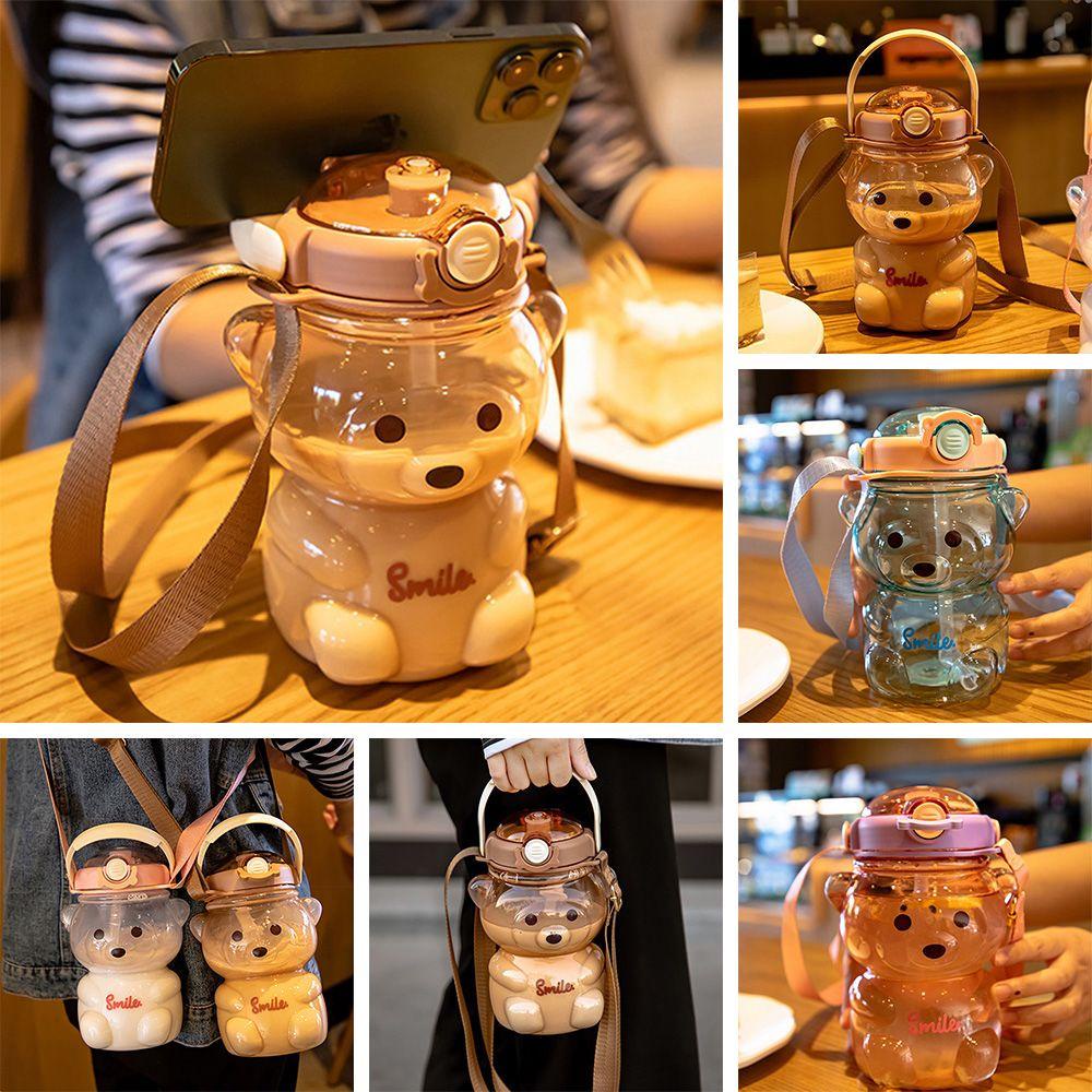 Top Kettle Portable Fashion Sedotan Kawaii Lovely Botol Plastik