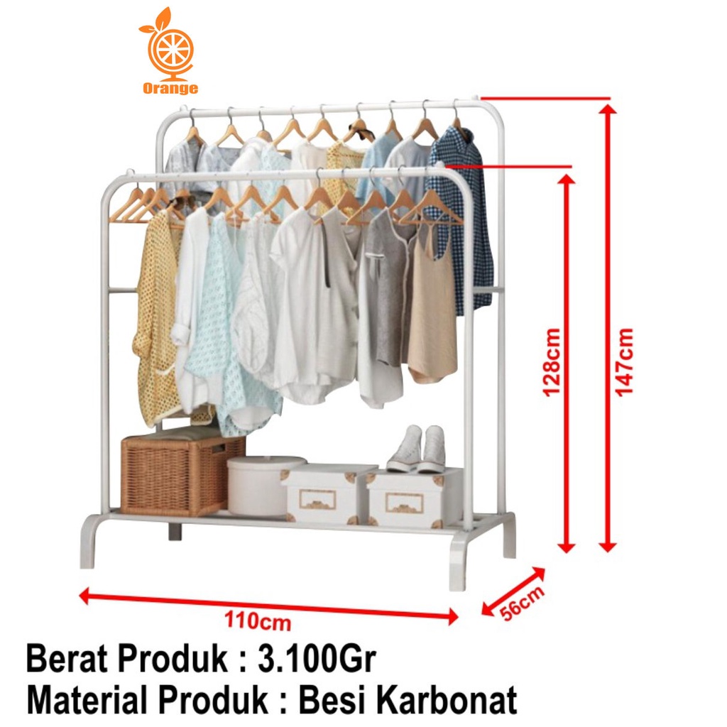 Stand Hanger Double Stand Hanger Korea Gawang Gantungan Pakaian Serbaguna WHI FURNITURE SHOP