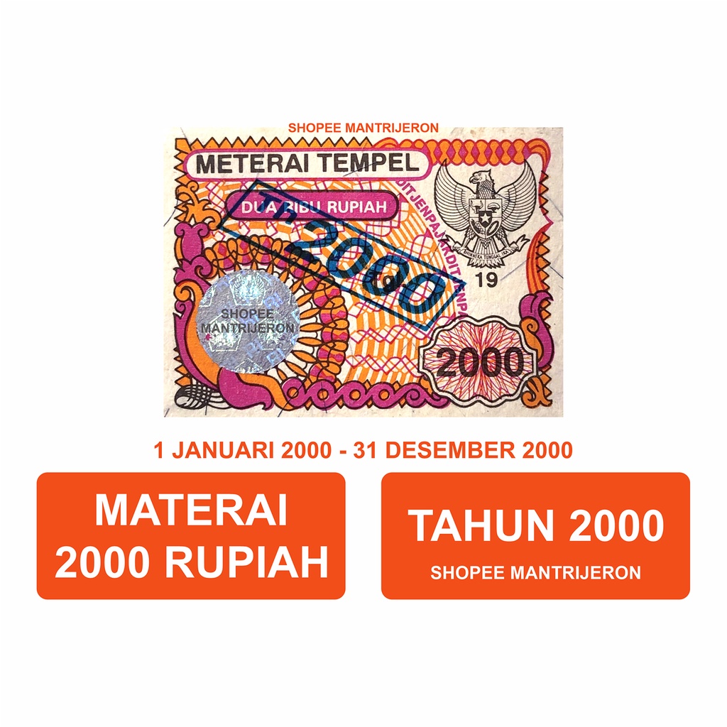 

Materai 2000 Tahun 2000 Meterai Tempel 2 Ribu 2.000 Dua Ribu Rupiah Lama Kuno Jadul Asli Original Kantor Pos