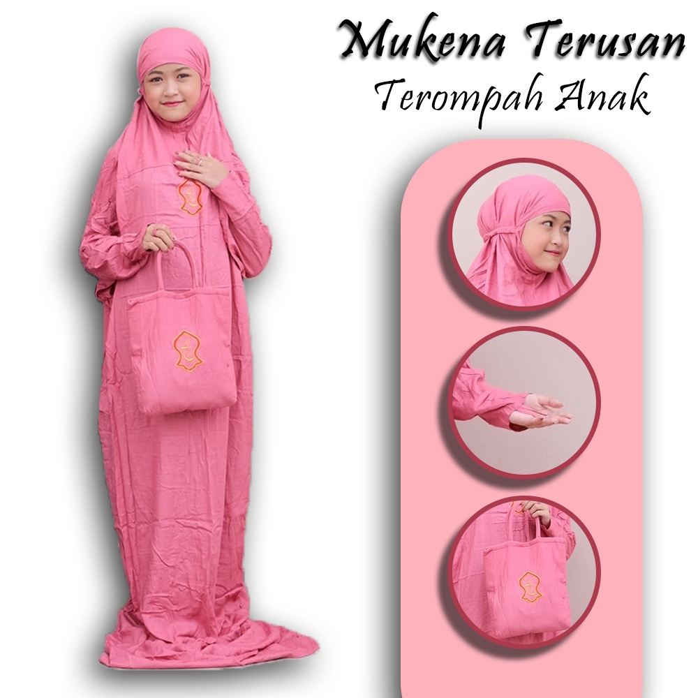 Mukena Terusan Terompah Anak - Mukenah Hadramaut Polos Traveling Jumbo Rayon Premium Bali Murah