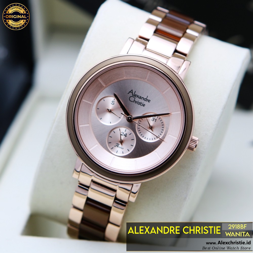 New 2021 Jam Alexander Christie Wanita 2918BF Rosegold Brown Original - Cantik Anggun Elegan