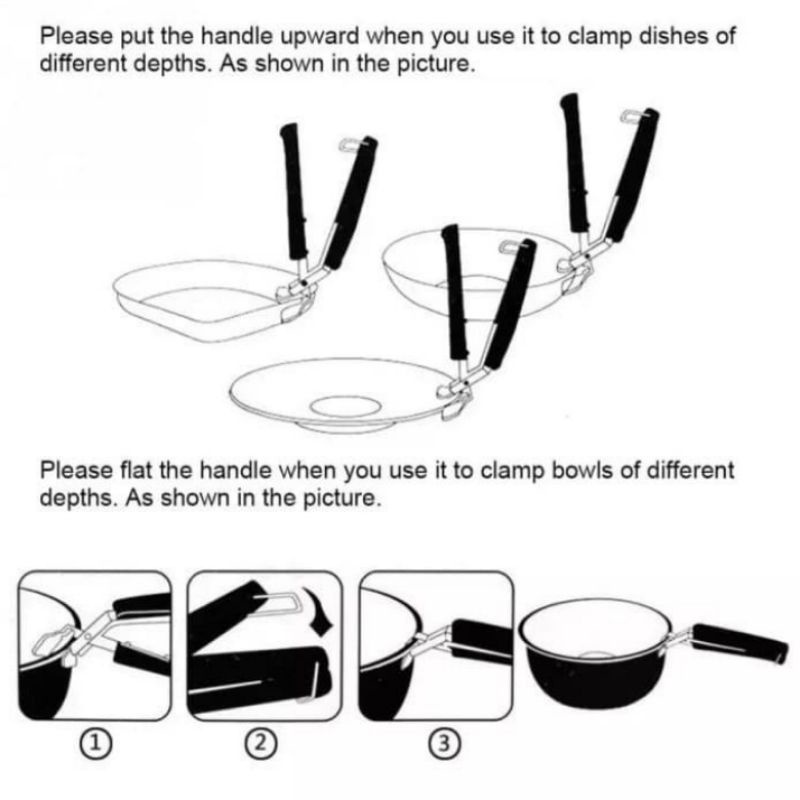 pegangan panci anti panas alat penjepit wajan mangkok anti panas Stainless Steel