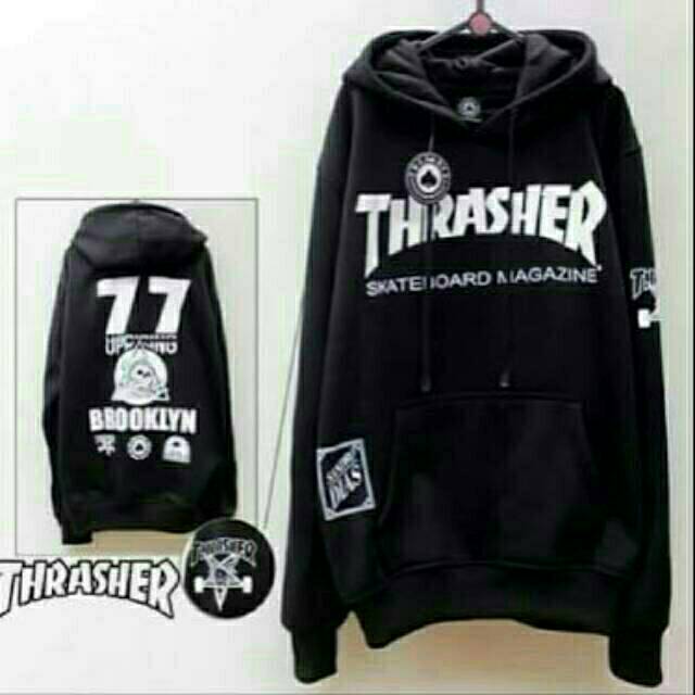 SWEATER HOODIE THRASHER77/SWEATER SKATEBOARD/SWEATER THRASHER PRIA HITAM/NAVY
