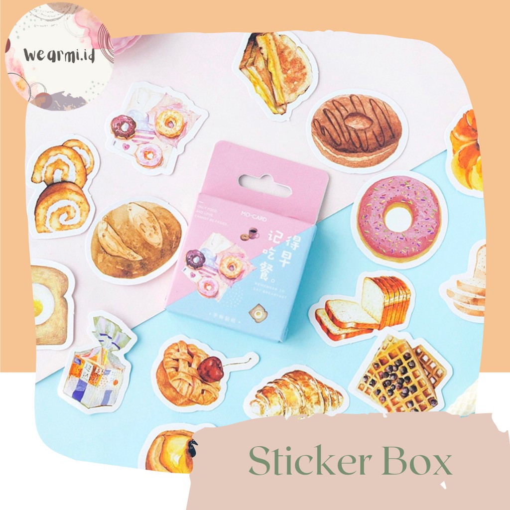

45 Pcs Deco Sticker Box Bread Donut Planner DIY Scrapbook Stiker Dekor Kotak Colorfull Aesthetic