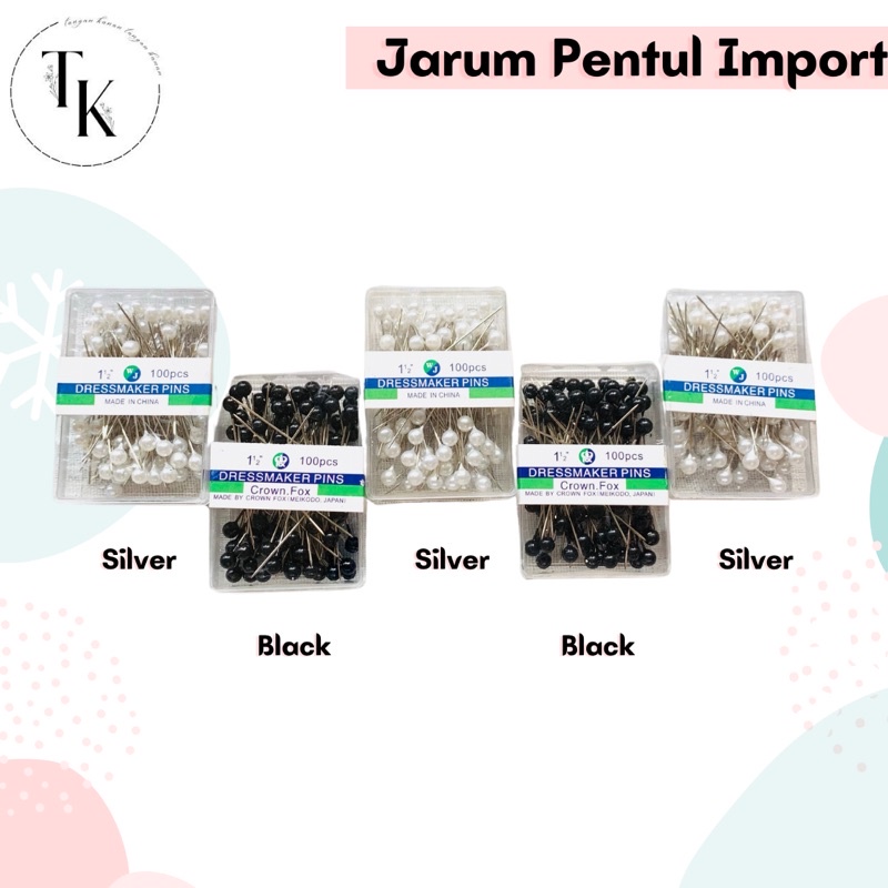 Jarum Pentul Black Silver Import