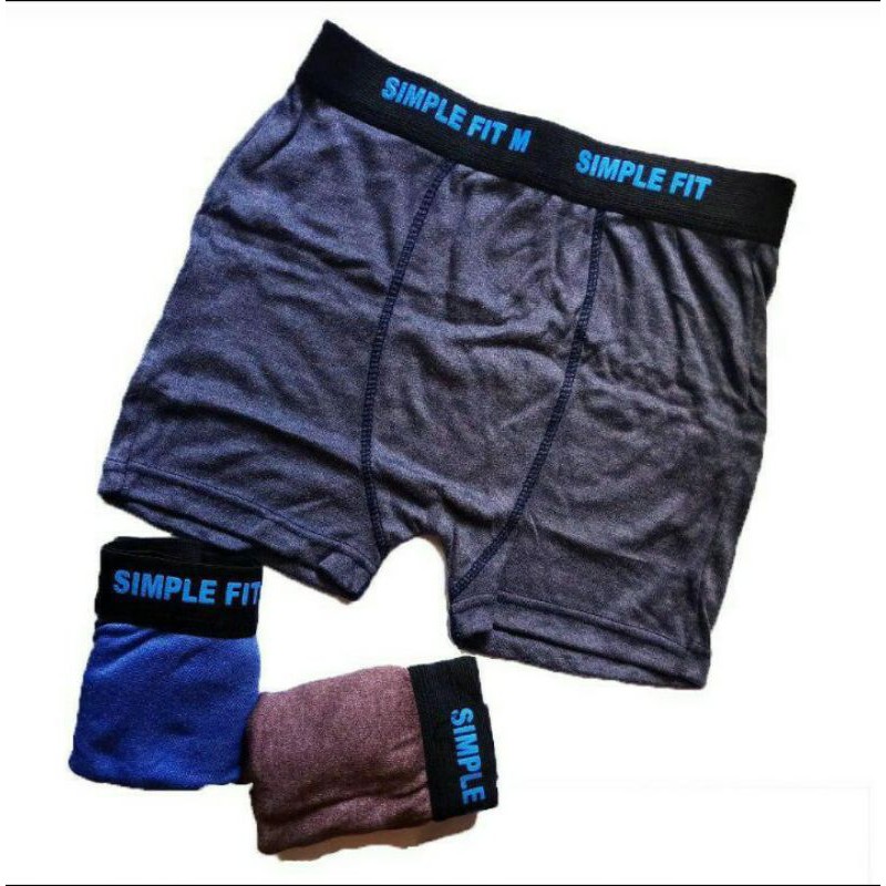 3 Pcs CD Celana Dalam Boxer Pria Dewasa Simple Fit