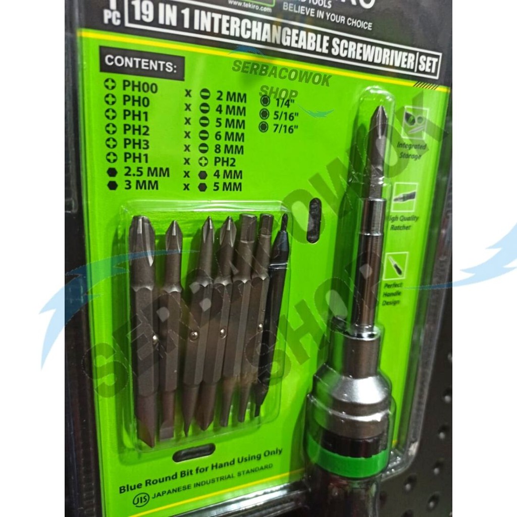 Tekiro Obeng Set 19 In 1 Interchangeable Screwdriver Set Termurah Berkualitas