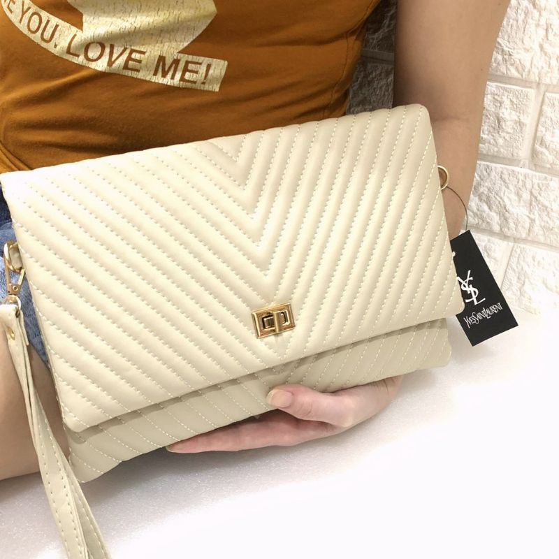 TERBARU!! CLUTCH Wanita Model Retro Klasik Tas Slingbag Wanita Bahan Kulit Premium  Tas Serbaguna Kunci Kotak