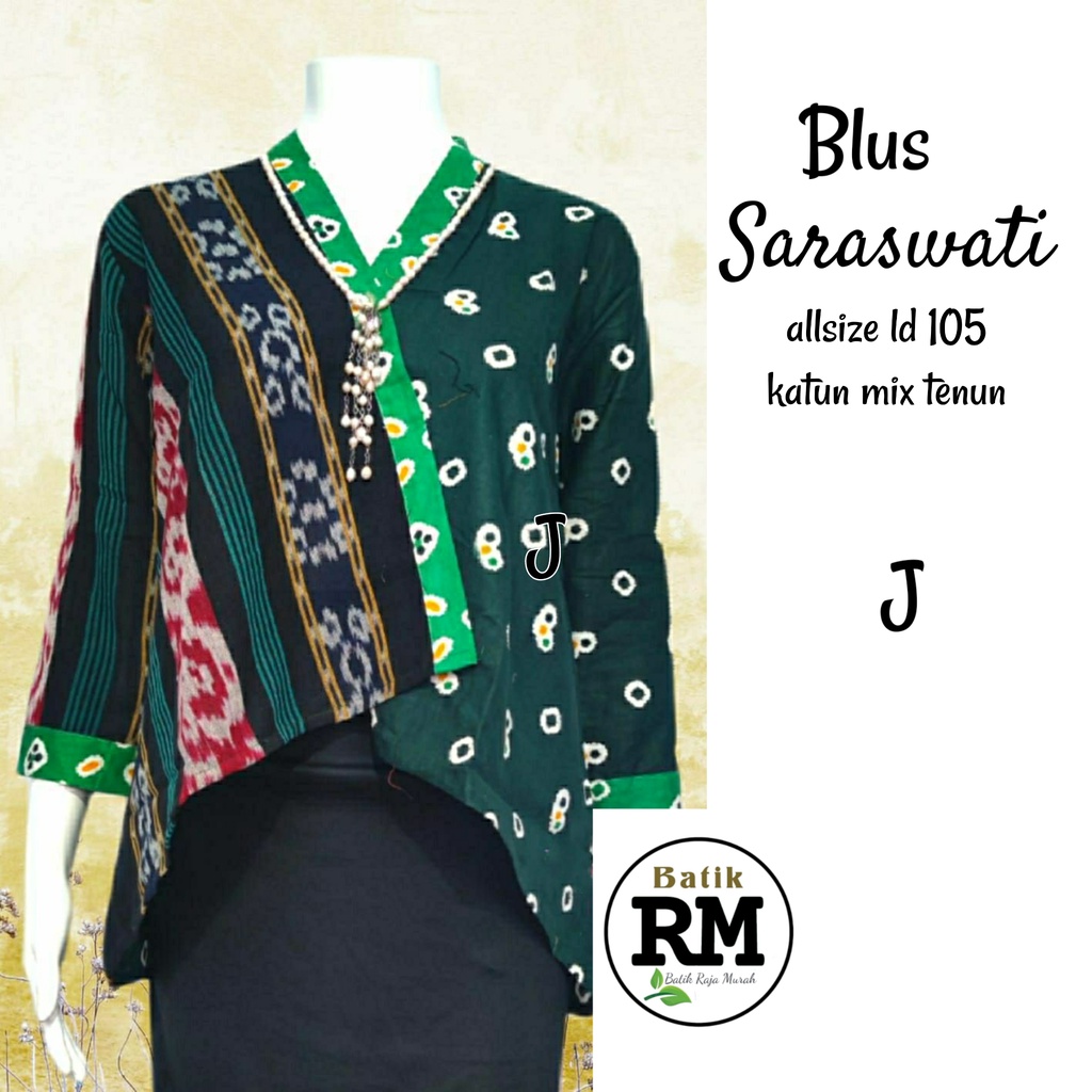 Blus saraswati tenun troso kombi mix katun best atasan trendy