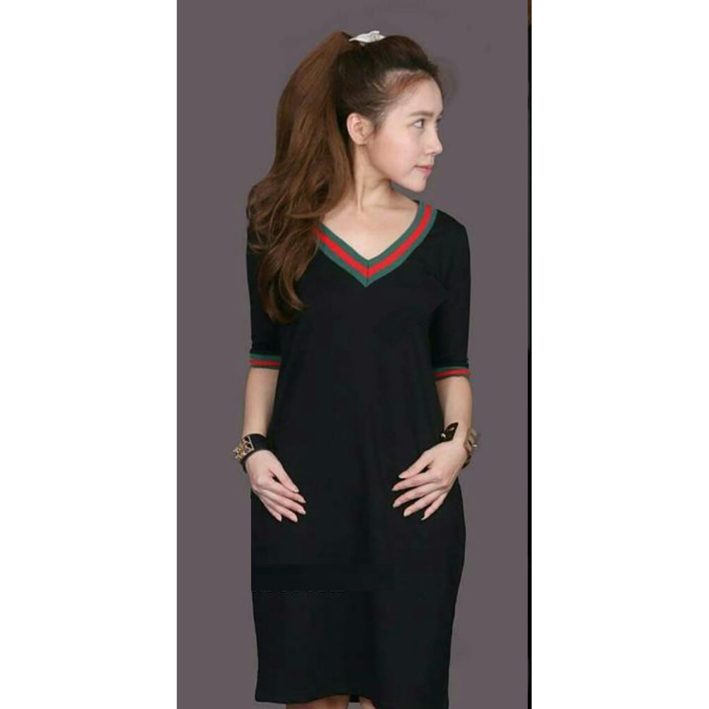 QF- DRESS V SAKU/ GUSI DRESS/ CASUAL DRESS WANITA/ TERLARIS