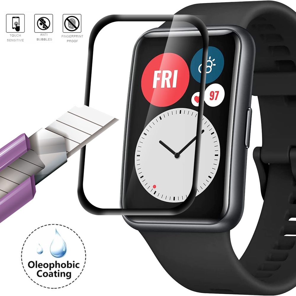 1 Pc Pelindung Layar Tempered Glass 9D Curved Untuk Smartwatch Huawei