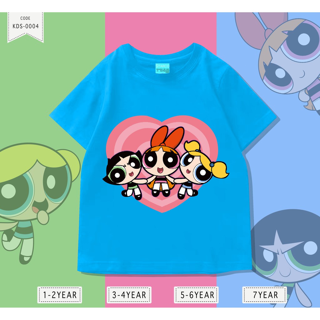 Baju Anak Powerpuff girls/ Kaos Distro DTF Anak Laki Laki dan Perempuan / Unisex / Motif Kartun