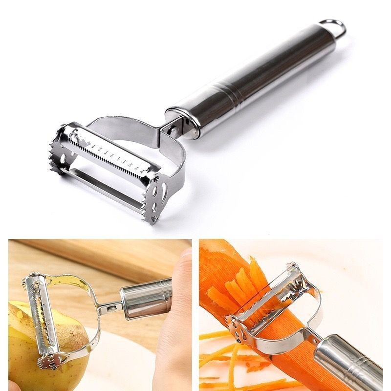 PISAU KUPAS 2IN1 STAINLESS ANTI KARATAN,PISAU PENGUPAS KULIT BUAH DAN SAYUR STAINLESS,FRUIT PEELER DOUBLE KNIFE