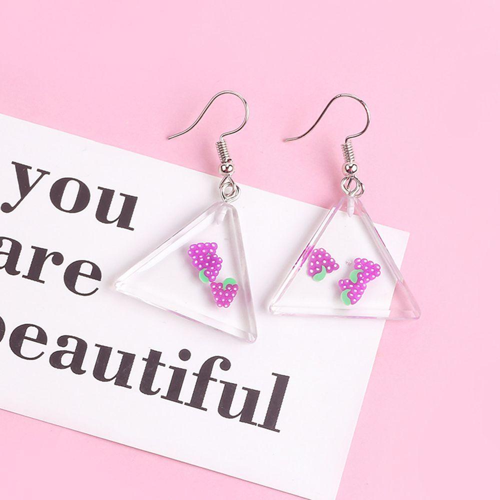 R-flower 1pasang Eardrop Geometris Fashion Korea Acrylic Anting Buah