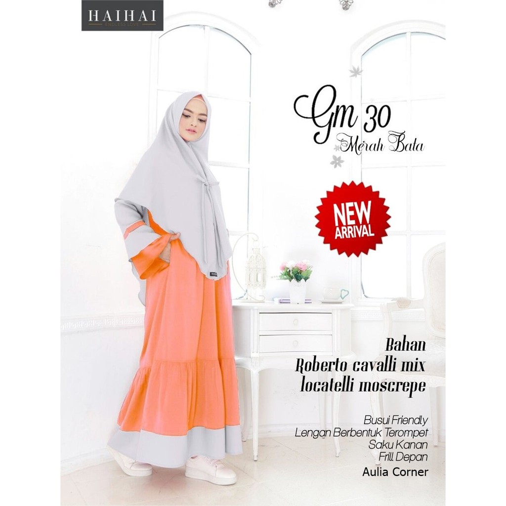 GROSIR TERMURAH Gamis Cantik Gamis Premium HaiHai GM 30 Merah Bata Baju Pesta Muslim