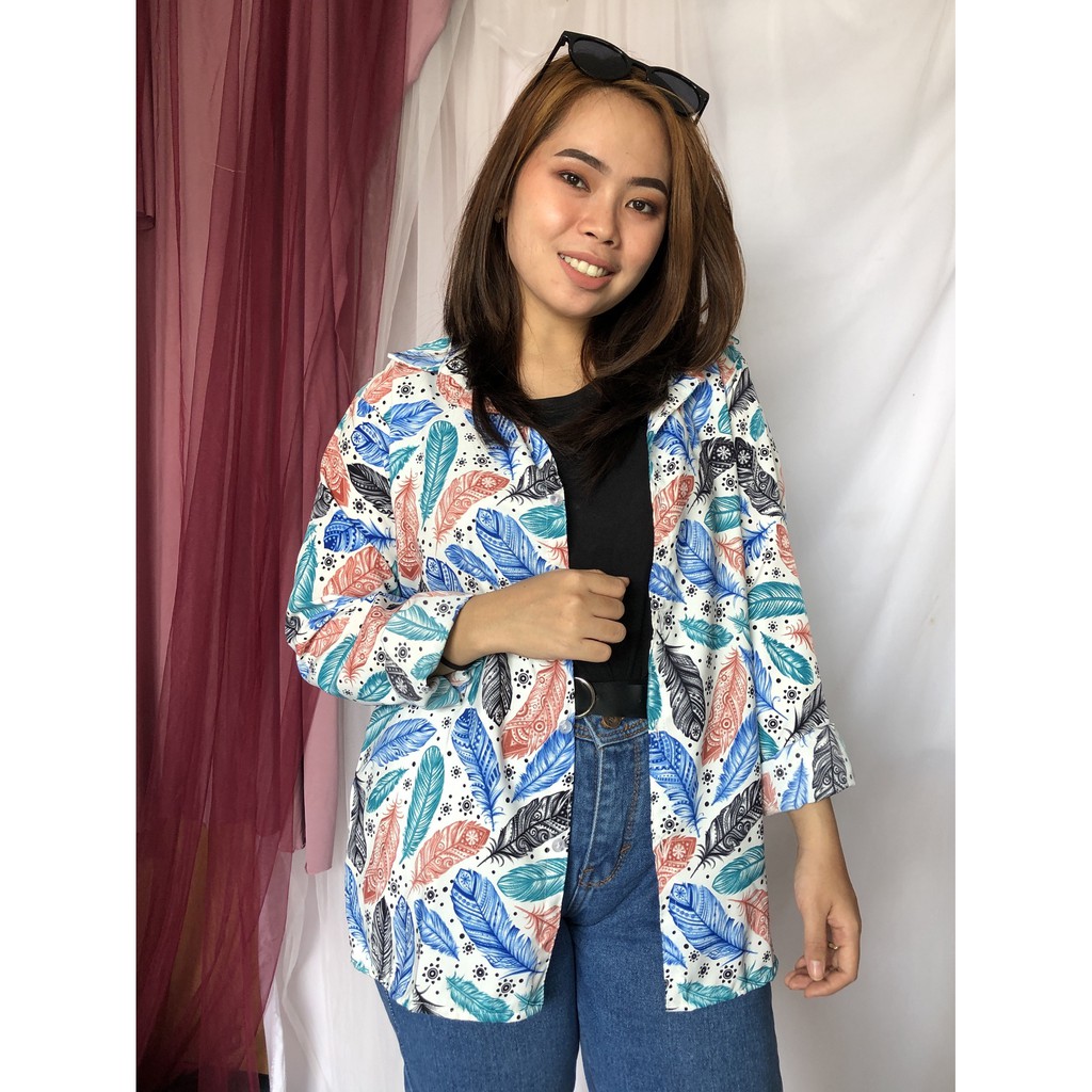 KEMEJA BULU - kemeja monalisa wolfis casual daily polos motif bukan kemeja kantor