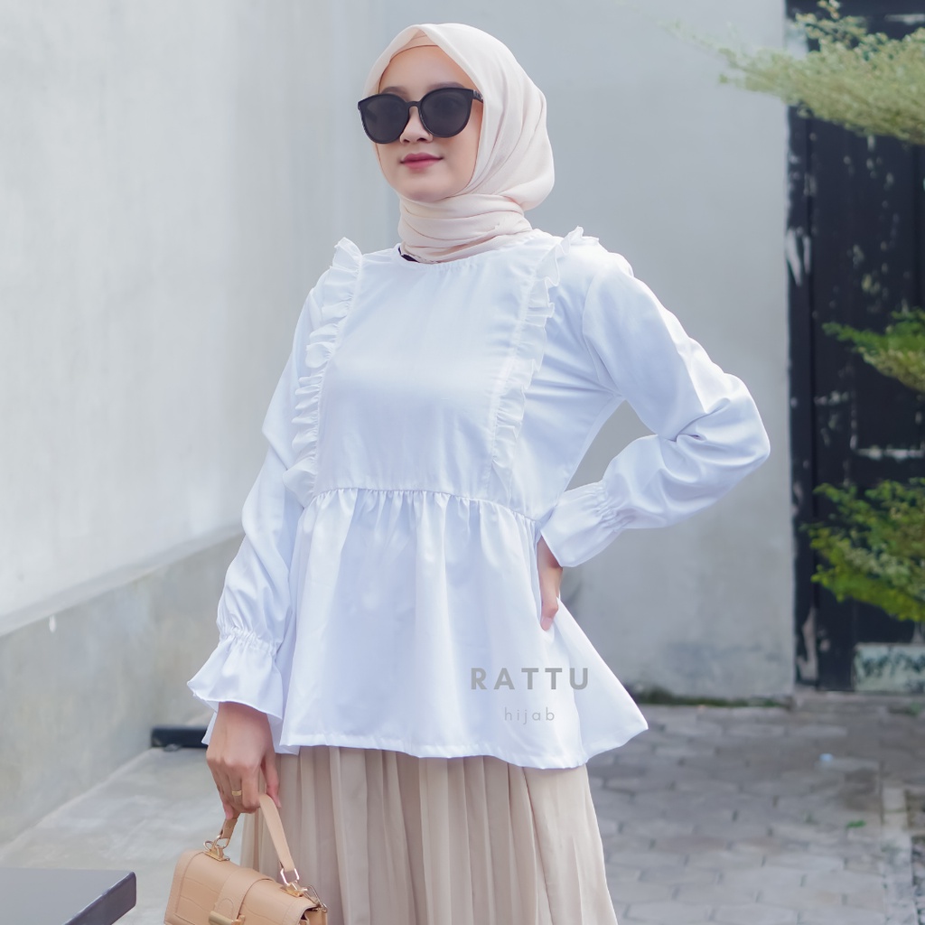 Blouse Han Shin Korea Style Kemeja Rimple Warna Pastel Polos
