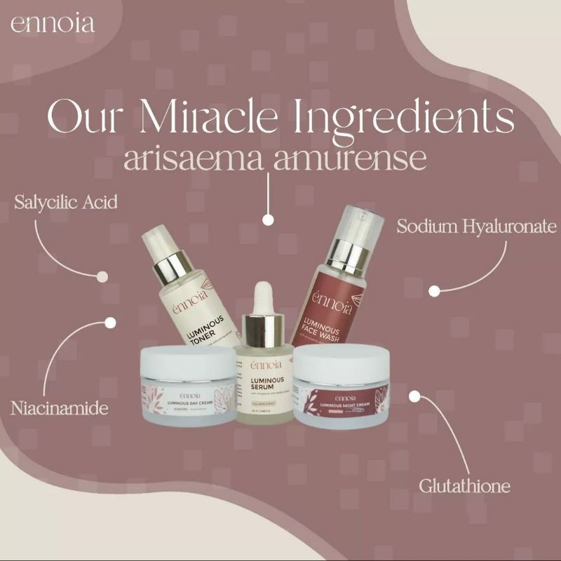 Ennoia Luminous Series skincare wanita mencerahkan