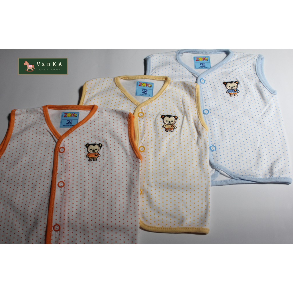 Baju Bayi Newborn Putih Dot Bordir Lis Warna