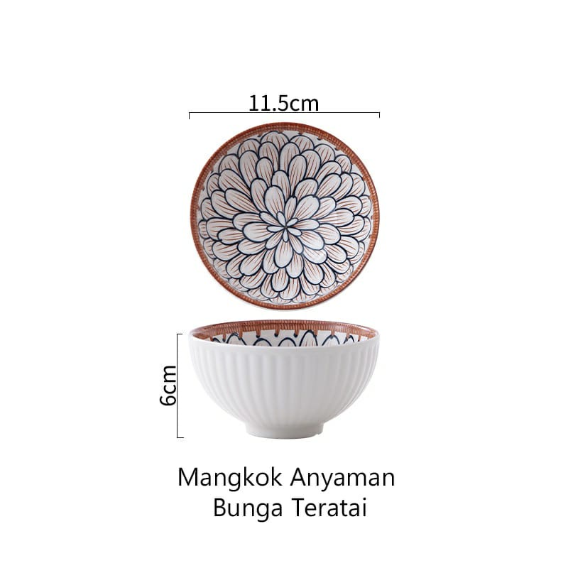 Mangkok Keramik Motif Anyaman - Ukuran 11.5cm