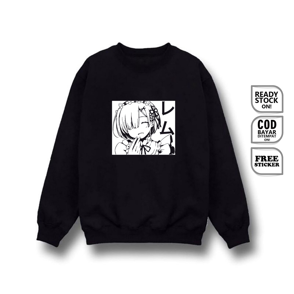 SWEATER WAIFU ANIME MANGA REM RE ZERO NATSUKI SUBARU JAPAN CULTURE OTAKU WIBU EMILIA SATELLA ECHIDNA BAJU JEPANG COSPLAY SIGN CLOTH