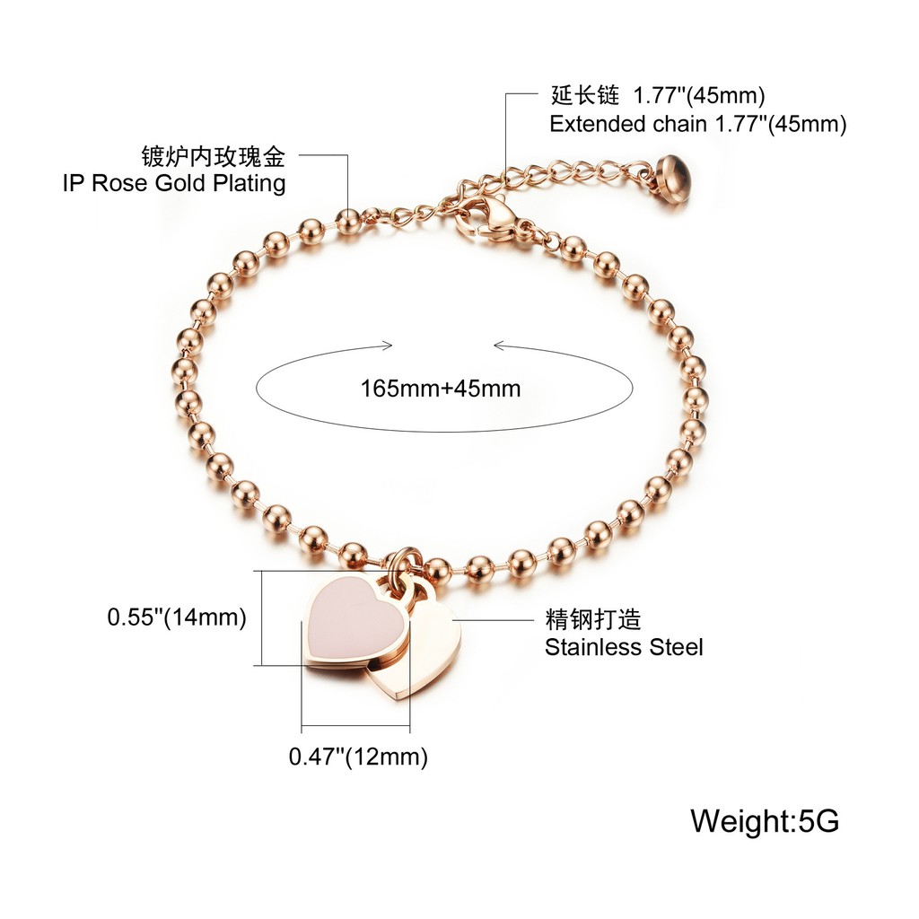 BEST SELLER Gelang Bracelet Wanita Aksesoris Titanium Korea Love Gk023 cocok hadiah motif hati